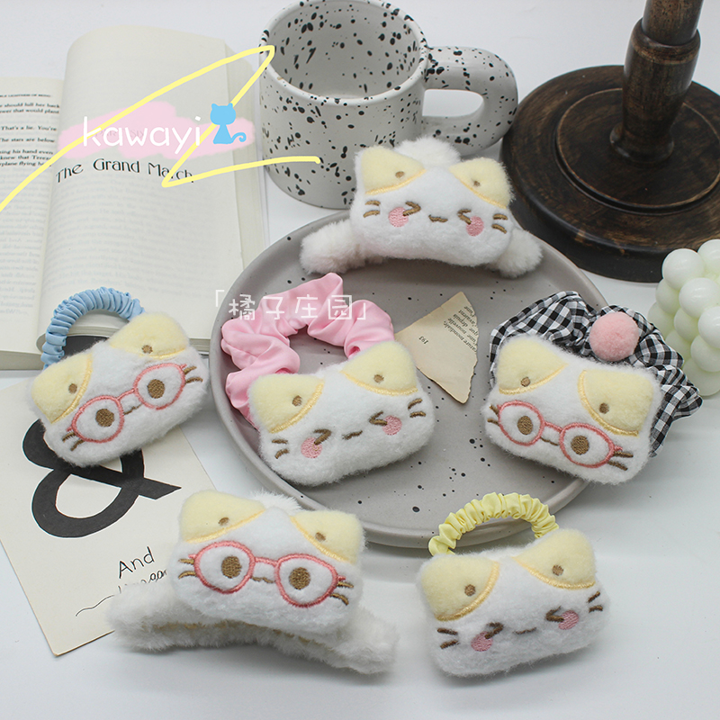 可爱毛绒小猫发夹发圈超萌猫咪