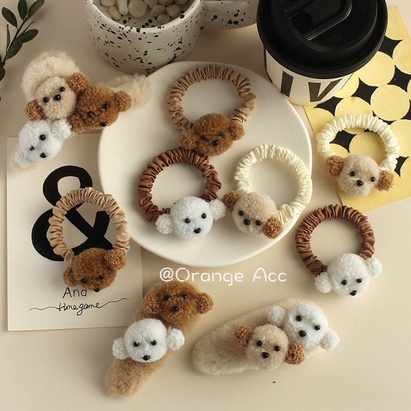 可爱小泰迪狗头绳发夹抓夹