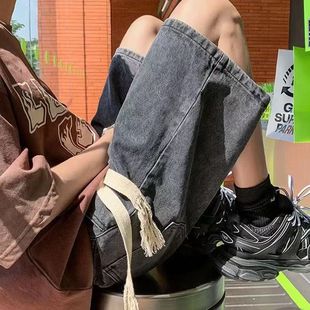 2025夏季 男款 薄款 高街vibe裤 美式 子五分直筒中裤 水洗做旧牛仔短裤