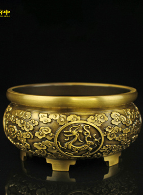黄铜十二生肖香炉仿古四神兽聚宝盆家用宣德炉檀香炉盘香炉摆件