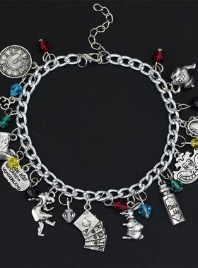 跨境热销 爱丽丝梦游仙境手链手饰品 帽子女士时尚组合手环