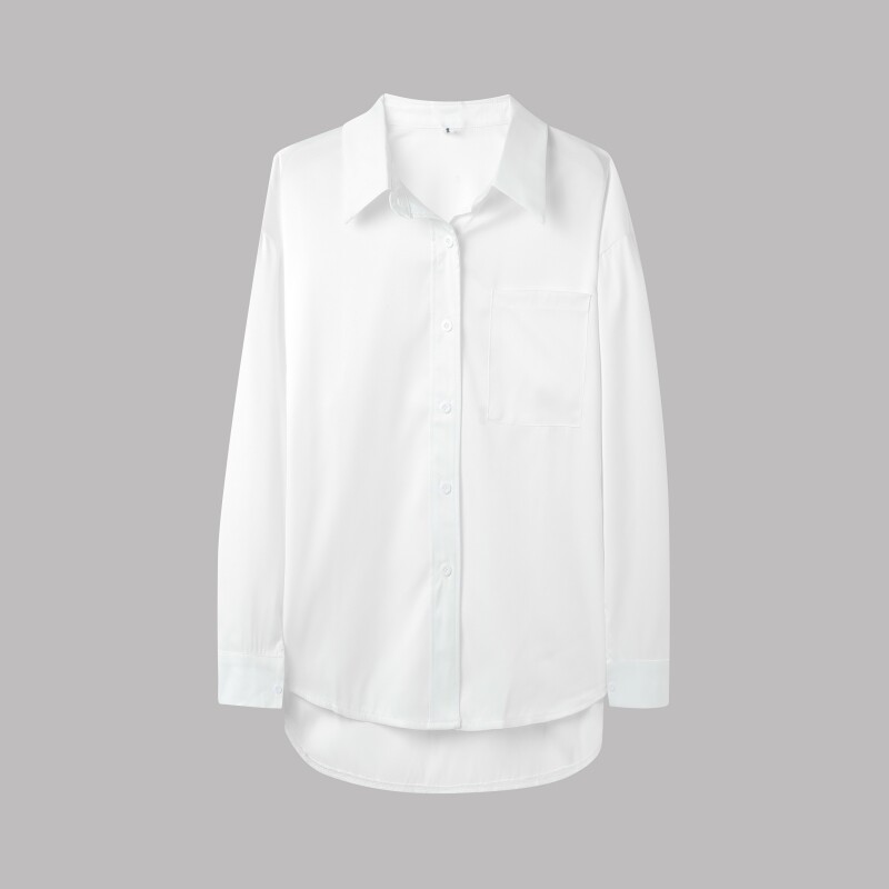 大洪官方旗舰店【白色恋人】春秋季新款宽松百搭叠穿白色长袖衬衫