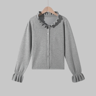 木耳边气质毛衣 花苞袖 南法恋歌大洪官方自营店秋冬新款 法式