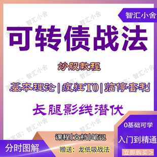 可转债日内t0战法临停套利强赎战法低吸高抛低风险套利优质课程