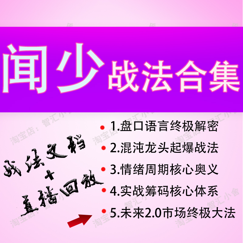 闻少战法合集情绪周期实战筹码核心体系盘口语言终极解密直播回放