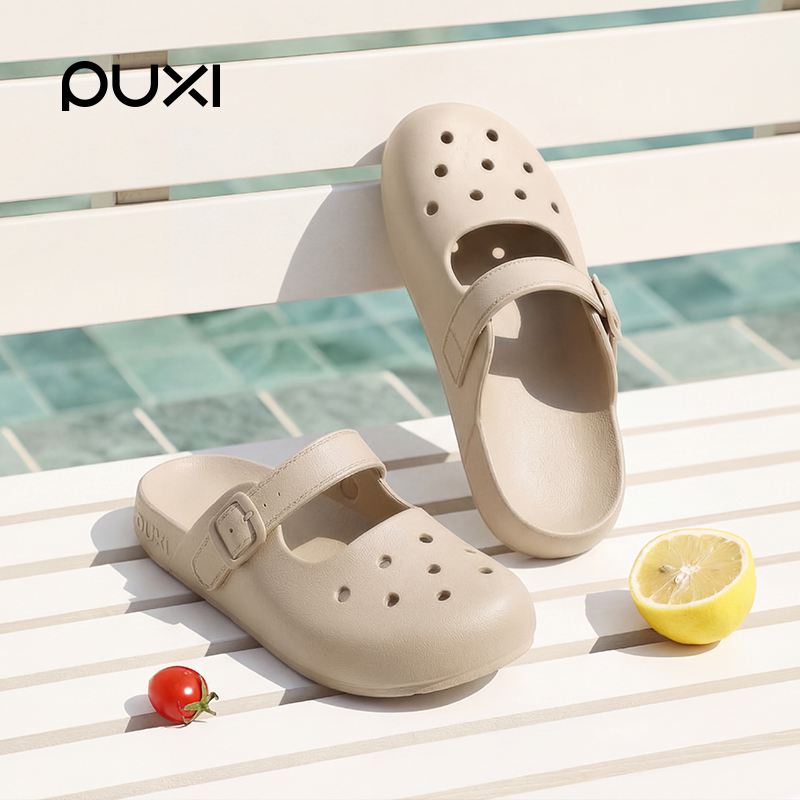 朴西新款玛丽珍博肯包头洞洞鞋女士防滑静音百搭家居室内透气凉拖