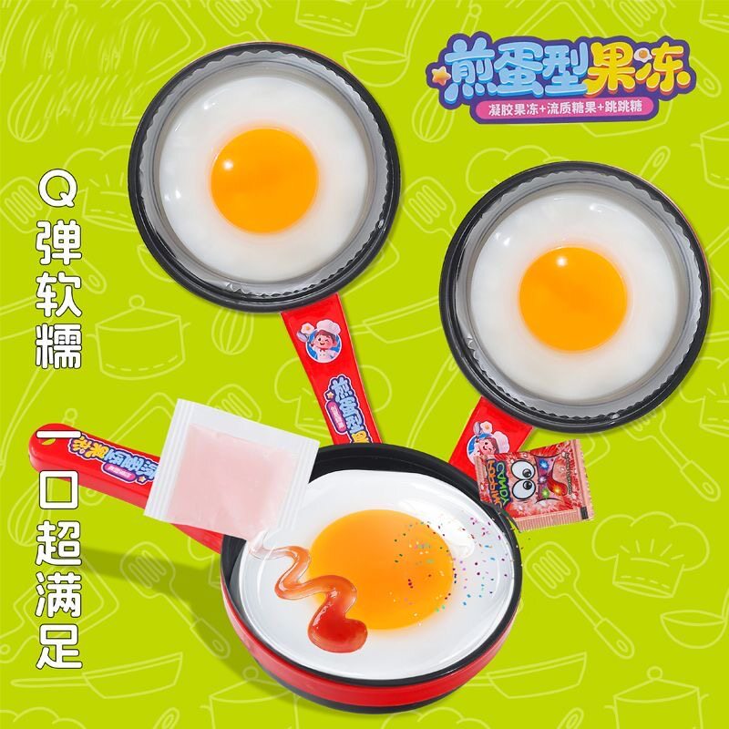 佐小宝煎蛋造型果冻果酱跳跳糖组合糖果布丁零食