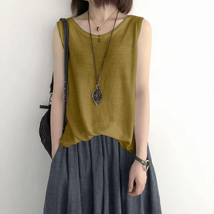 洋气减龄外穿上衣 宽松遮肚大码 纯棉吊带背心女士内搭2026夏季 新款
