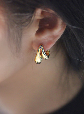 2025新款跨境饰品轻奢金属风镀真金前后珍珠耳饰银针耳环女 44251