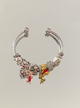 潘家diy卡通串珠魅力不锈钢手链女彩色欧美高级串珠手环手镯