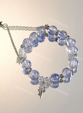 超值爆款蓝色系手串清新海洋风百搭气质鱼尾宫廷学生手链礼物