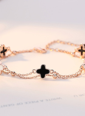 四叶草手链女生五花手环双层闺蜜手饰ins小众设计2023年新款