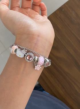 潘家系列爱心凯迪猫手链女diy串珠可拆卸手饰百搭轻奢小众ins手镯