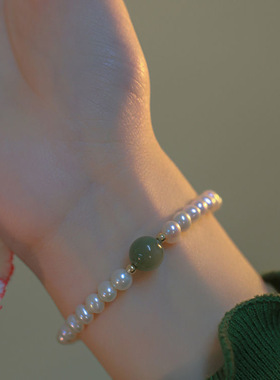 网络爆款青黛手链珍珠女2022新款高级感ins百搭闺蜜手镯转运珠女