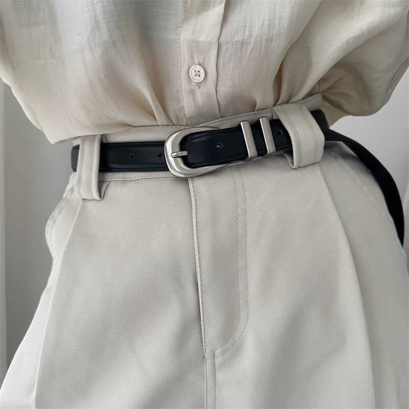 小腰带二层牛皮男女合金韩版