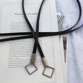 饰韩版 细腰带女士简约百搭配连衣裙子打结时尚 装 学生黑色皮带超细