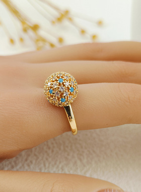 轻奢彩宝镶锆开口女士戒指