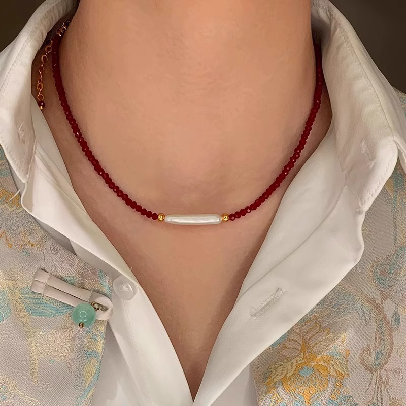 银条巴洛克牙签淡水珍珠项链