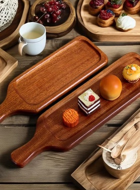 牛扒盘木质西式点心摆盘西餐专用盘子长方形牛排板实木披萨托盘