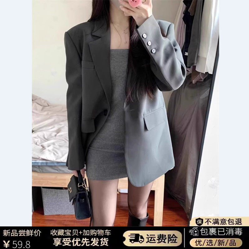 灰色小西装外套女高级感小个子2025新款春季今年流行宽松休闲西服