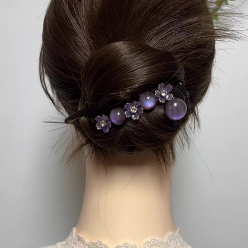 新中式珠珠花朵扭扭夹2025新款