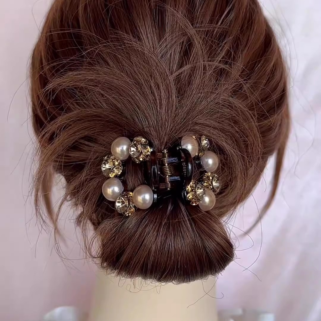 新款温柔披肩发抓夹轻奢精致珠珠