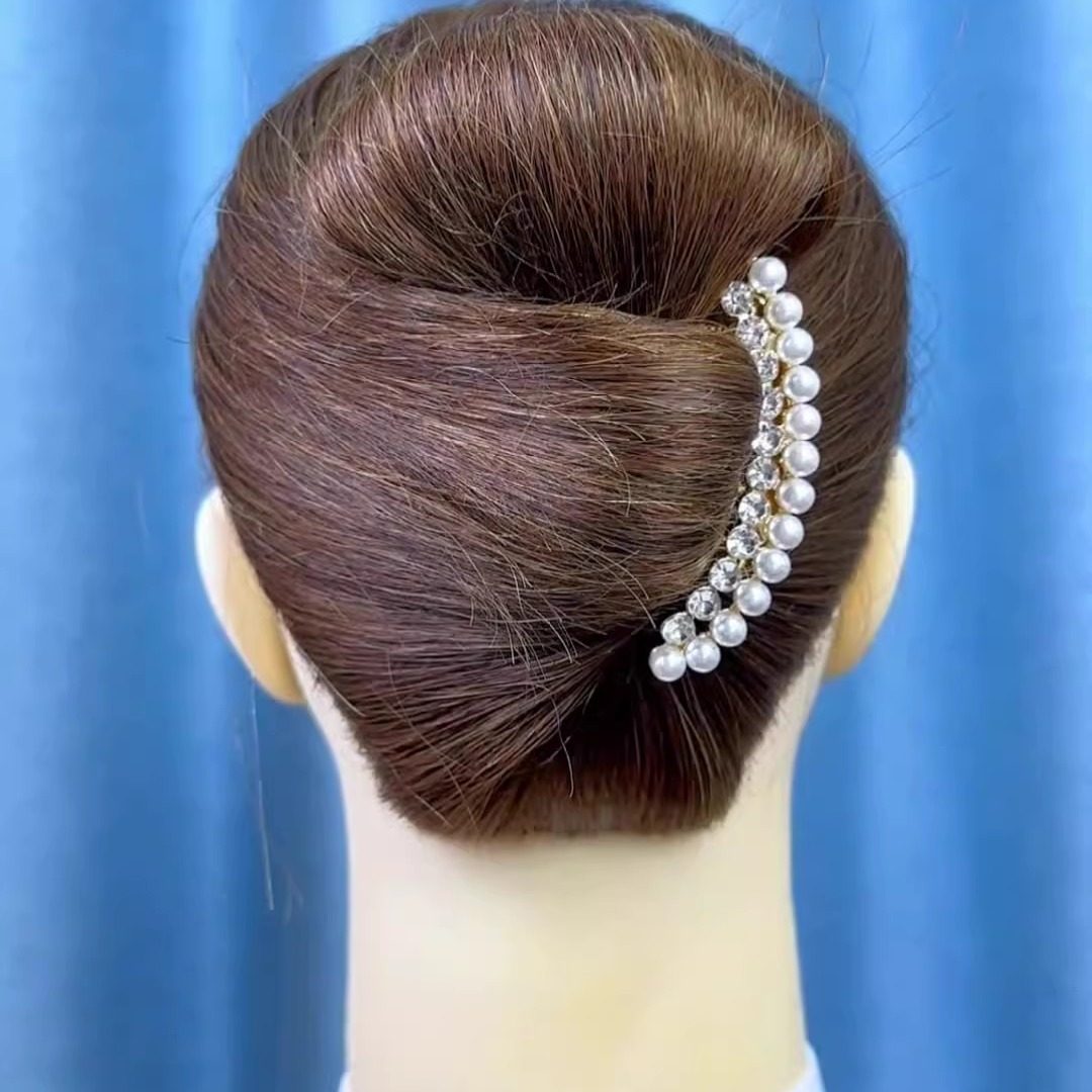 高级插梳韩国珍珠水钻发梳