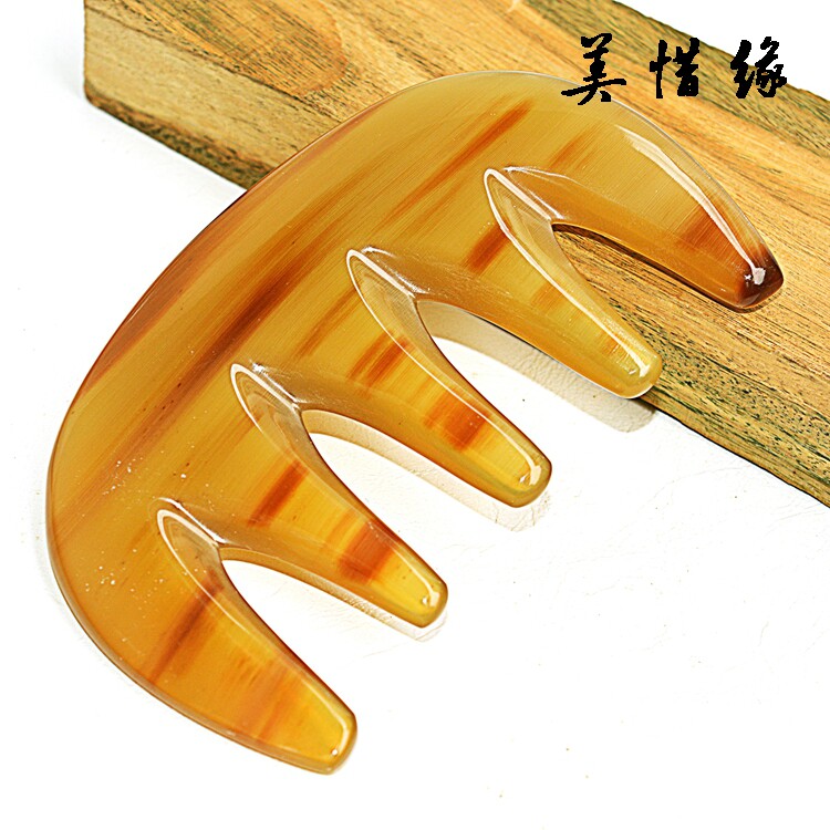 正品天然牛角梳黄水牛角头部经络按摩梳子 大号加厚多功能按摩梳