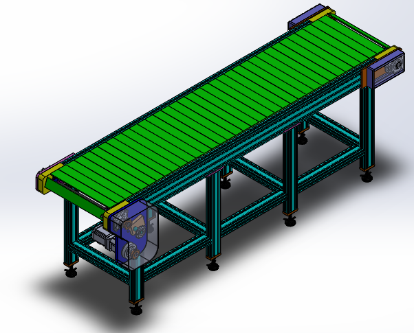2231  2米板式输送机 非标机械设备solidworks3d模型图纸设计素材