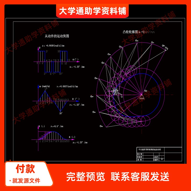 牛头刨床机械原理设计【含CAD图纸+说明书】参考资料