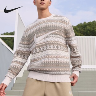 NIKE/耐克 男子运动宽松休闲羊毛混纺秋冬印花毛衣FZ0126-105