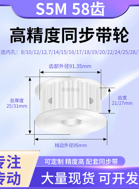 同步带轮S5M58齿宽21/27AF内孔5 6 8 10 12714151617铝合金同步轮