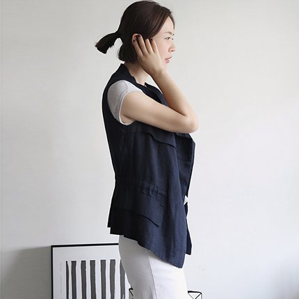 2025新款夏季薄款马甲女款亚麻坎肩外穿棉麻短款马夹背心外套夏天