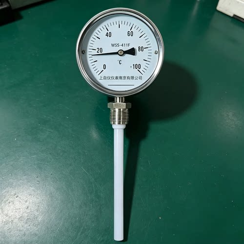 四氟烧结式防腐蚀耐酸碱指针温度表反应釜用wss-411f双金属温度计