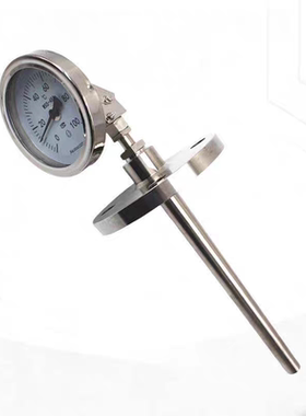 法兰式温度表 WSS-571 抽芯式双金属温度计 L=350mm 0-150℃ dn50