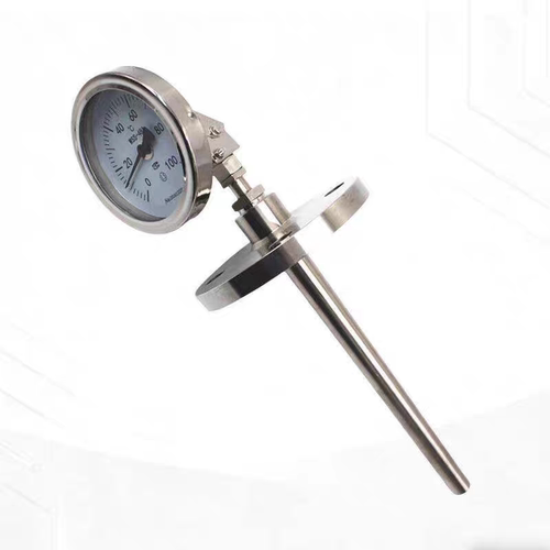 法兰式温度表 WSS-571 抽芯式双金属温度计 L=350mm 0-150℃ dn50