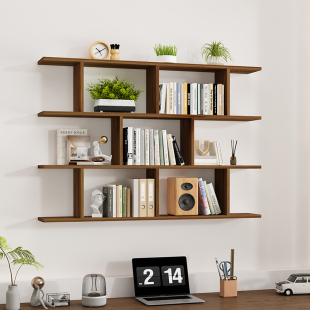 实木书架墙上置物架挂壁墙架餐厅吊柜墙壁柜挂墙书架收纳架墙柜