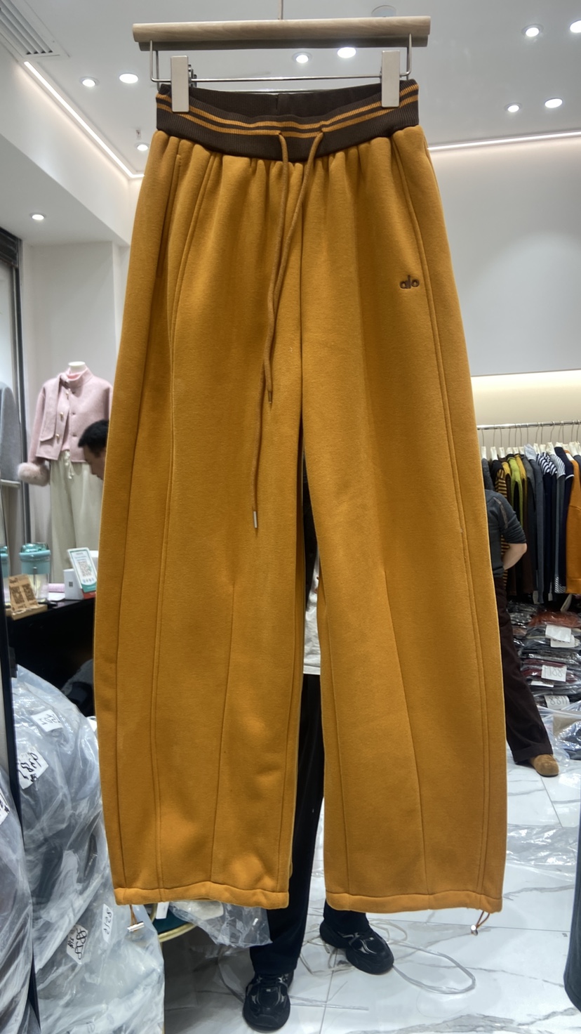 欧货2025冬新款加绒加厚休闲裤女高腰显瘦直筒阔腿裤百搭运动卫裤