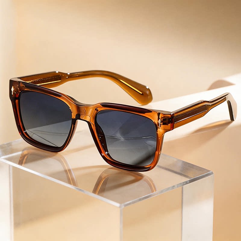 艾露恩简约方框太阳镜男女通用玳瑁镜框偏光墨镜遮阳驾驶司机用镜