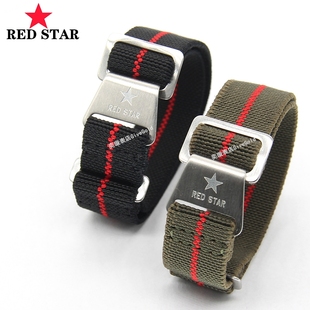 红星弹性尼龙伞兵表带NATO空军计时码表复古编织军表风格18mm