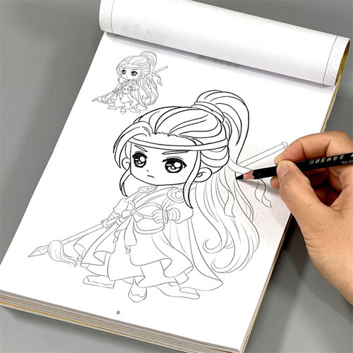 卡通漫画描摹本古风人物线稿临摹