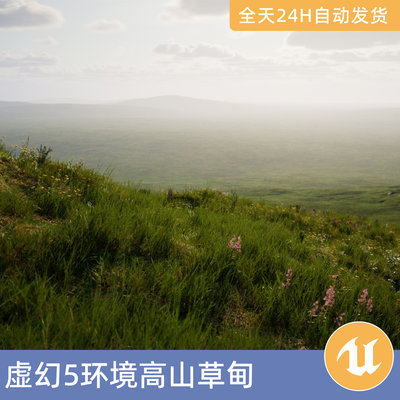 UE5虚幻5素材模型场景资产环境高山草甸山丘草地野花草原自然植物