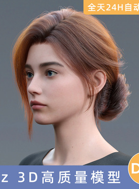 Daz3D素材模型资源头发dForce BS MessyUpdoHairGenesis9凌乱盘发