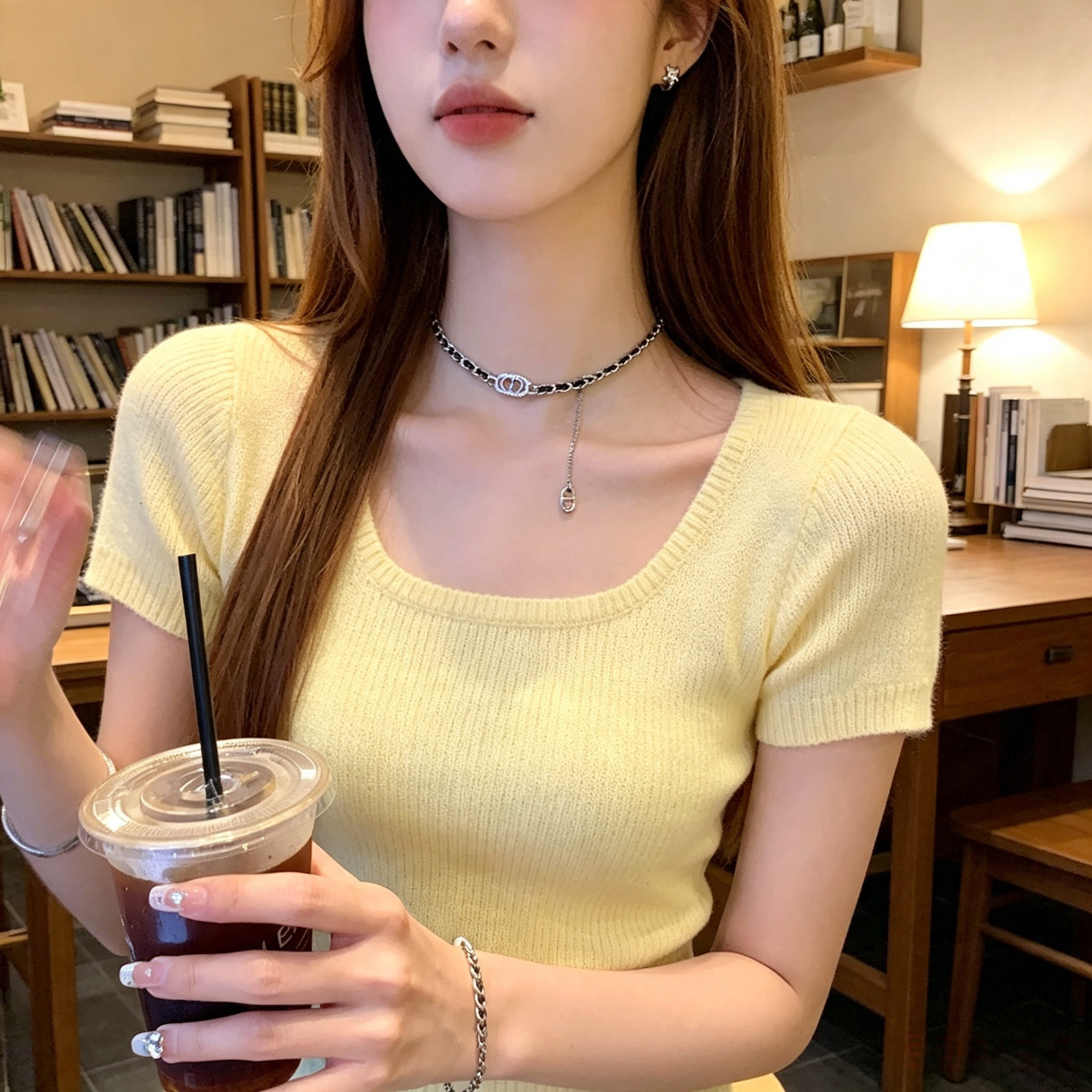 钛钢不掉色黑皮穿链猪鼻子项链女