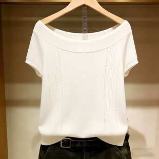 超好看爆款 胖MM复古chic洋气V领短袖 新款 女夏季 显瘦上衣 针织衫