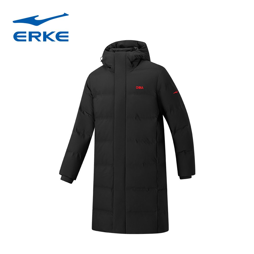 鸿星尔克2025冬季新款男子宽松连帽中长款羽绒服外套11225401283