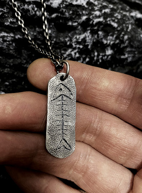 原创设计鱼骨头项链吊坠纯银