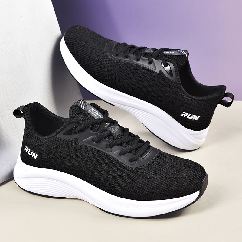 新款健步鞋透气舒适中老年男鞋超轻春秋夏款防滑耐磨飞织鞋