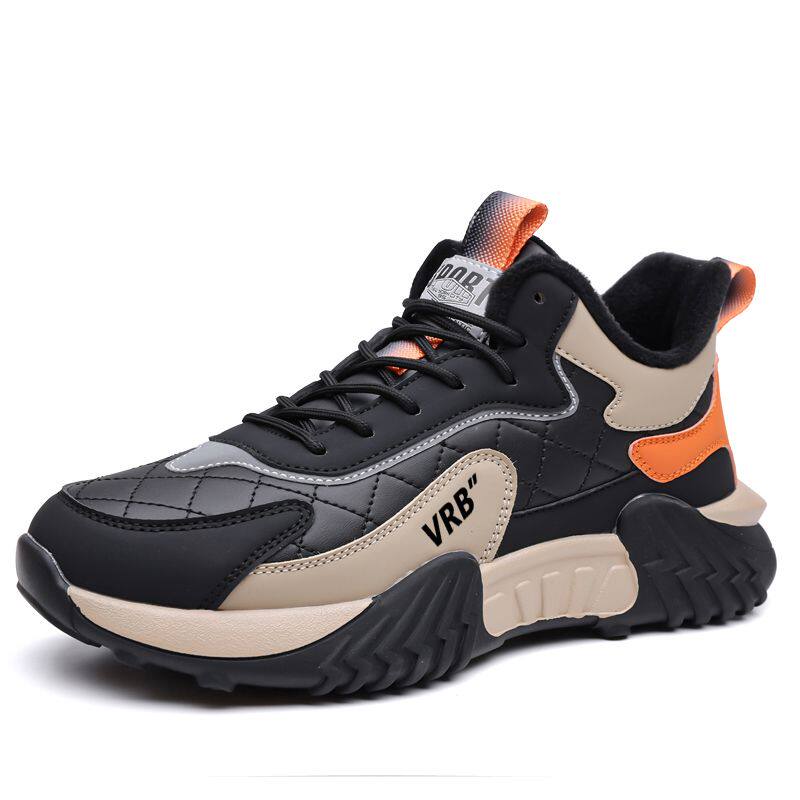 秋冬新款运动休闲皮鞋男女同款情侣鞋气垫跑步鞋百搭轻便防滑男鞋