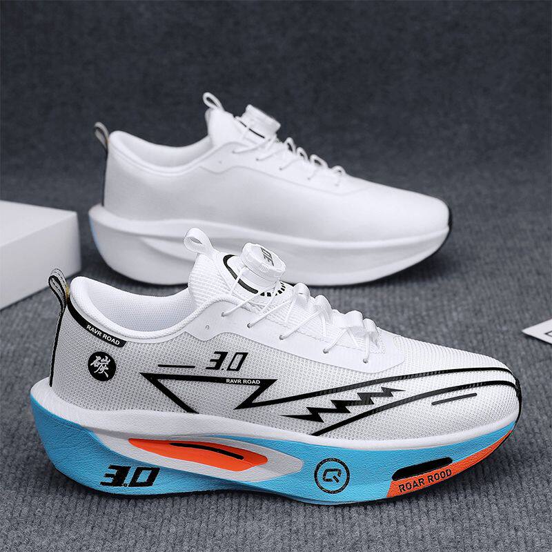 工厂单新款夏季冰丝网布透气时尚男鞋后置气垫软底减震运动跑步鞋